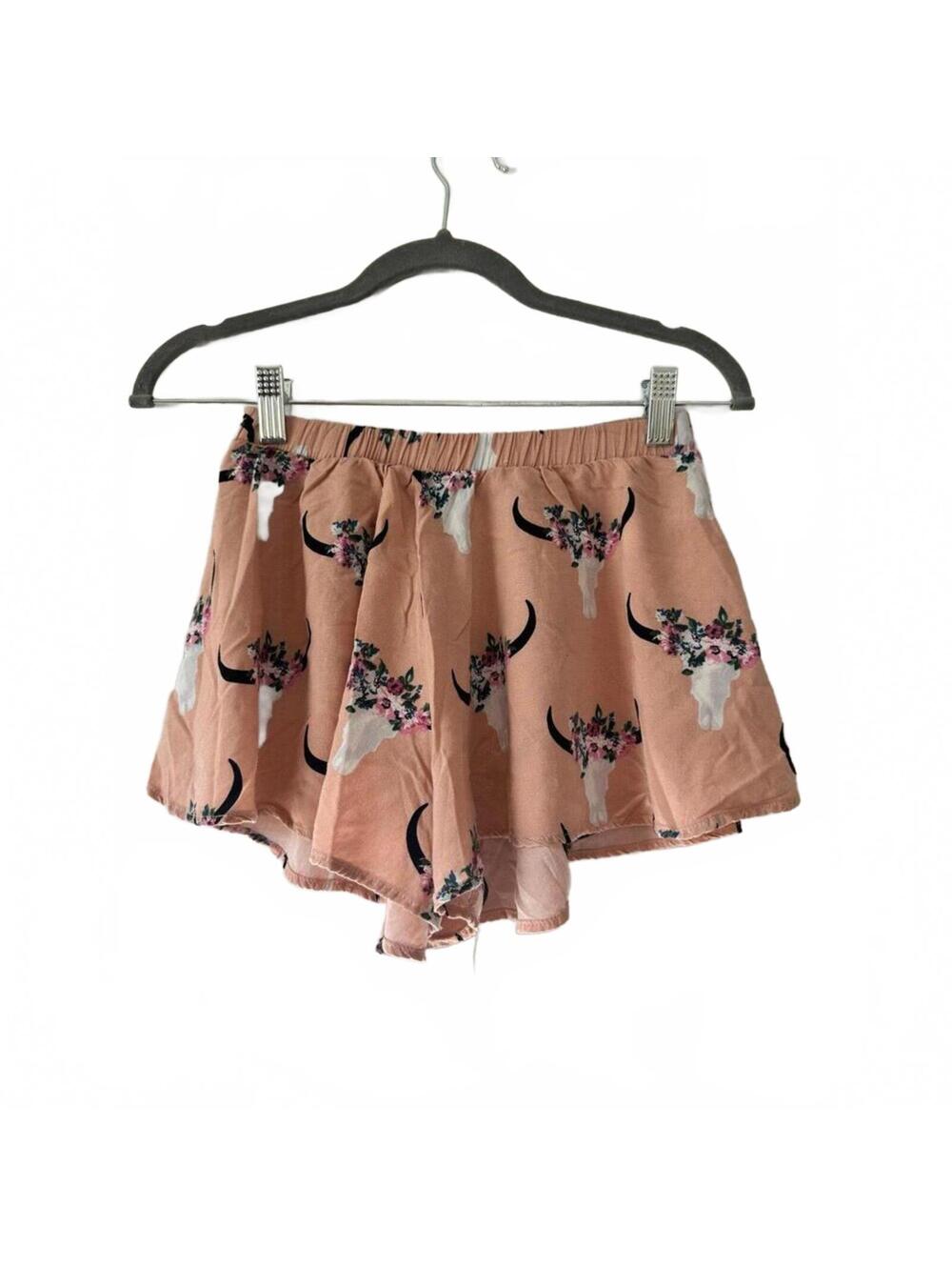 Altar'd State Intimates Peach Floral Bull Skull Flowy Shorts Sz S